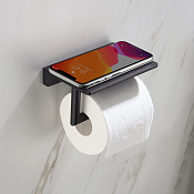 Timo Saona Бумагодержатель с полкой для телефона, цвет: черный матовый 13043/03