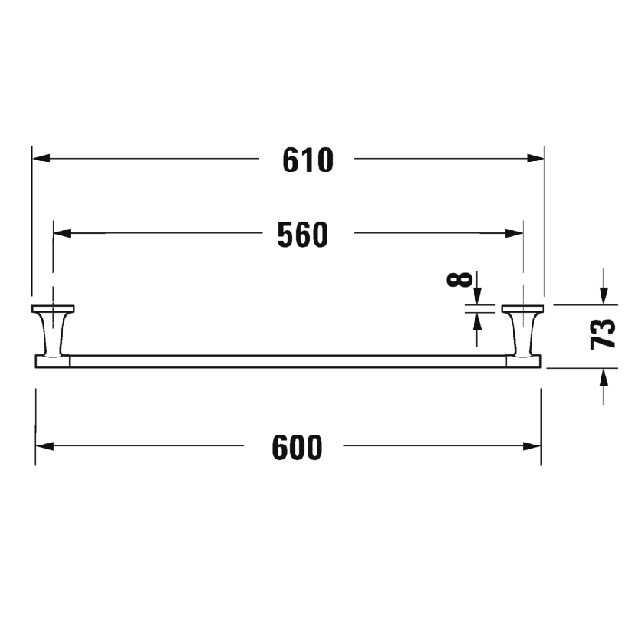 Duravit Starck T Полотенцедержатель настенный 60 cм, цвет хром 0099421000