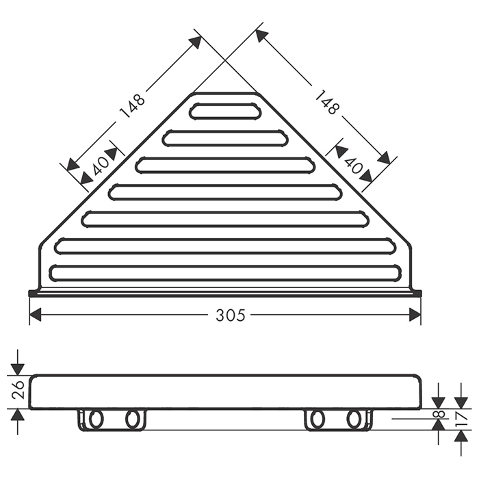 Hansgrohe AddStoris Угловая корзинка подвесная 30,5x15,7 см, цвет: черный 41741670
