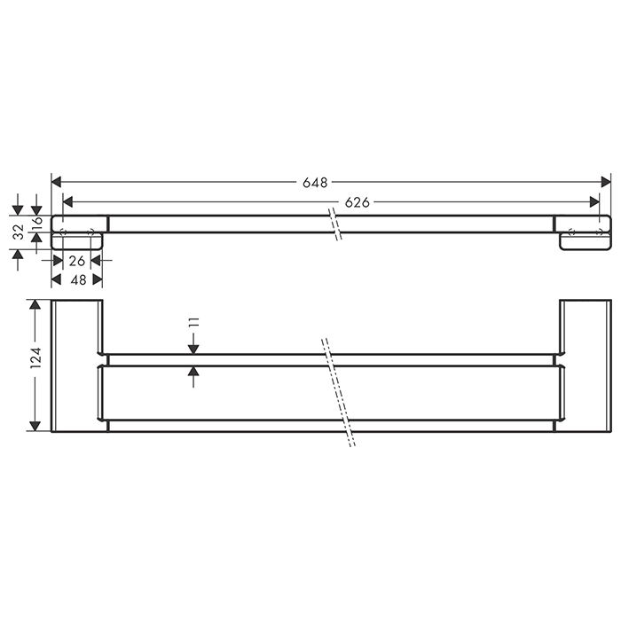Hansgrohe AddStoris Полотенцедержатель подвесной двойной 64,8 см, латунь цвет: хром 41743000