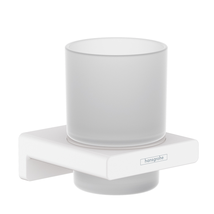 Hansgrohe AddStoris Стакан для зубных щеток подвесной, матовое стекло, латунь цвет: белый 41749700