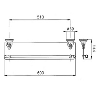 Nicolazzi Impero Полочка стеклянная 60 см, цвет: золото 1480GO36