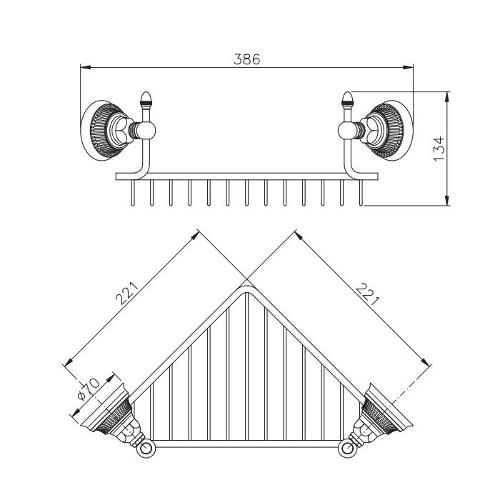 Nicolazzi Impero Полочка-решетка подвесная, цвет золото 1495GO36