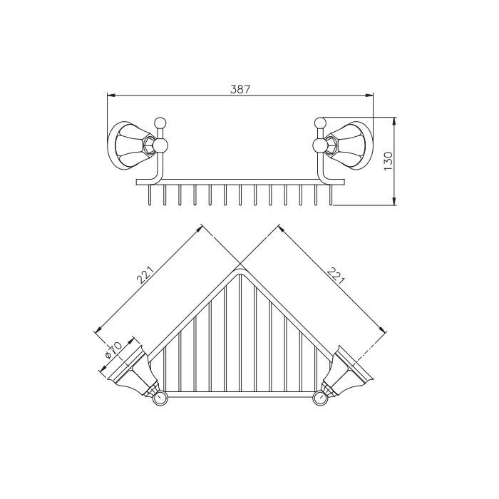 Nicolazzi Teide Полочка-решетка угловая, цвет золото 1495GO05