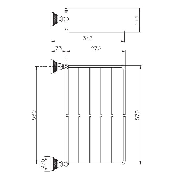 Nicolazzi Impero Полочка для полотенец, цвет: хром 1499CR36
