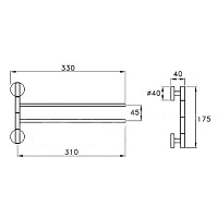 Stella Lucilla Полотенцедержатель настенный двойной 1081, цвет хром LL 10030 CR00