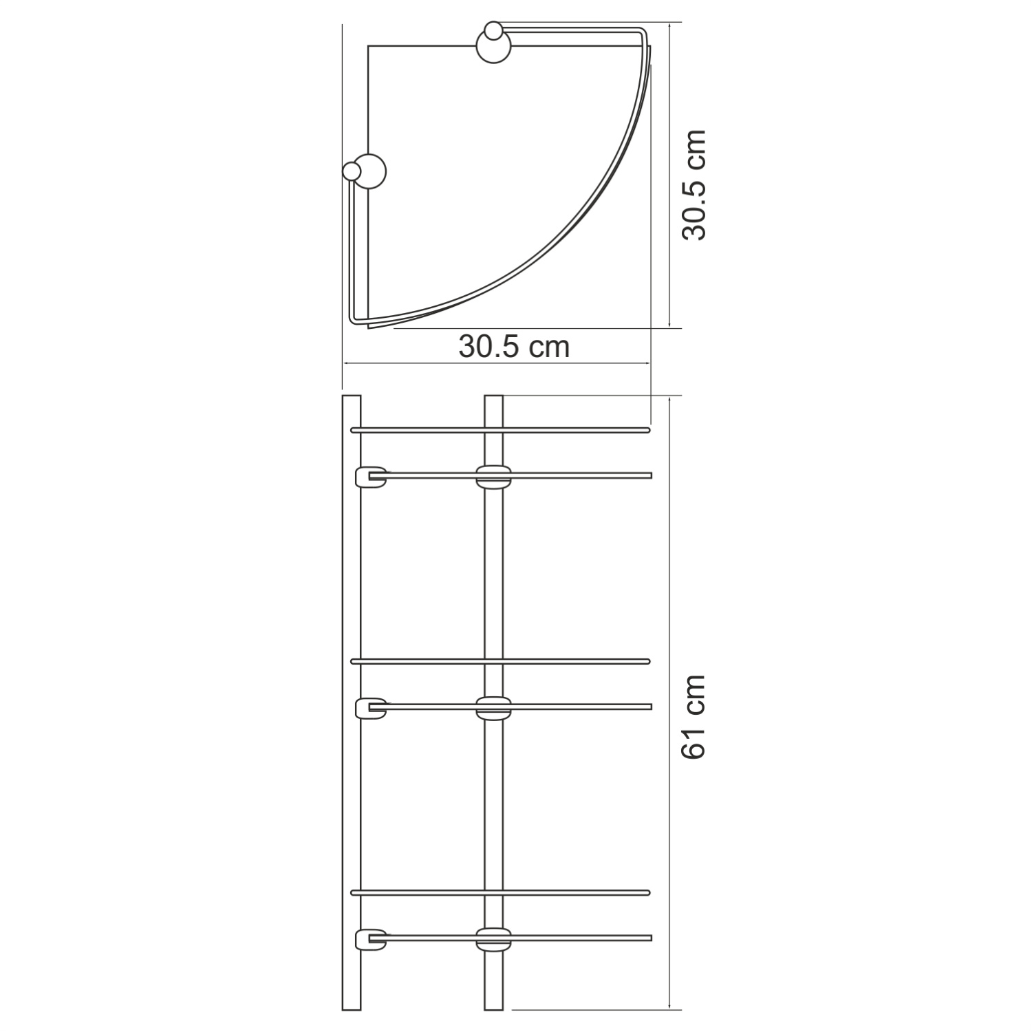 Wasserkraft Ammer Полка стеклянная тройная, цвет: никель K-3733