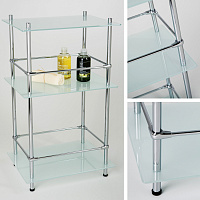 Wasserkraft Напольная стеклянная этажерка, 3-ярусная, цвет: хром глянцевый K-4033