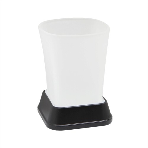 Wasserkraft Amper Стакан для зубных щеток настольный, стеклянный матовый, цвет: черный K-5428B