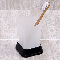 Wasserkraft Amper Стакан для зубных щеток настольный, стеклянный матовый, цвет: черный K-5428B