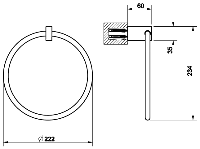 Gessi Inverso/Rettangolo Полотенцедержатель-кольцо 22,2 см, подвесной, цвет: chrome 20909#031