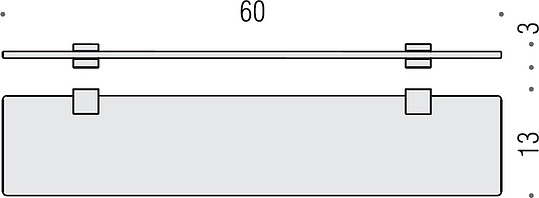 Colombo Design Lulu Полочка стеклянная 60x13 см, подвесная, стекло матовое, цвет: chrome B6216.CR-VAN