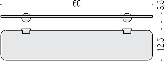 Colombo Design Plus Полочка стеклянная 60x12,5 см, подвесная, цвет: chrome W4916.CR-VT