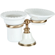 TW Harmony 141 Стакан с мыльницей на настольном держателе, керамика, цвет: бронза TWHA141bi/br