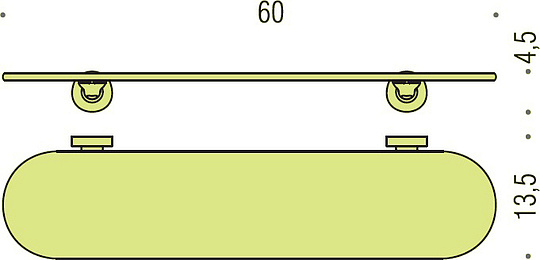 Colombo Design Basic Полочка стеклянная 60x13,5 см, подвесная, стекло матовое, цвет: chrome B2716.CR-VAN