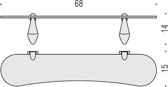 Colombo Design Khala Полочка стеклянная 68x15 см, подвесная, стекло матовое, цвет: chrome B1816.CR-VAN