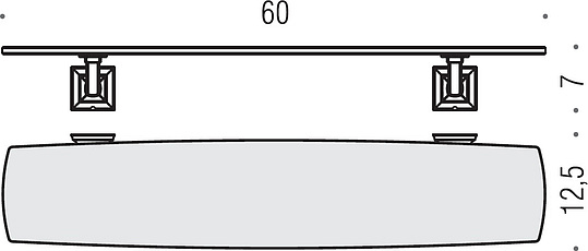 Colombo Design Portofino Полочка стеклянная 60x12,5 см, подвесная, стекло матовое, цвет: chrome B3216.CR-VAN