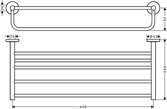 Hansgrohe Logis Universal Полка для полотенец с держателем подвесная 60x25 см, цвет: хром 41720000