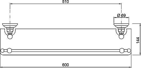 Nicolazzi Accessori Полочка 60 см, цвет тёмная бронза 1480DB