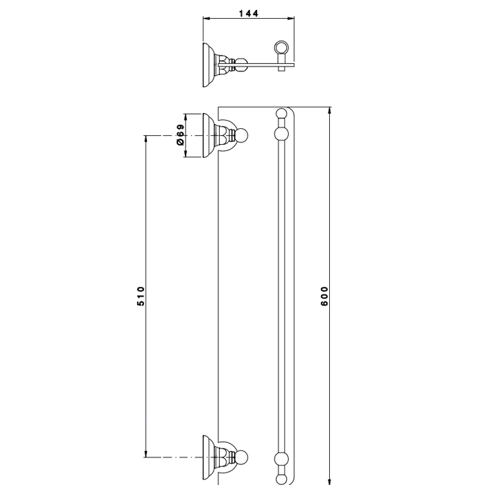 Nicolazzi Accessori Полочка 60 см, цвет тёмная бронза 1480DB