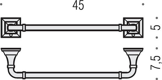 Colombo Design Portofino Полотенцедержатель 45см, подвесной. цвет: bronze B3210.bron