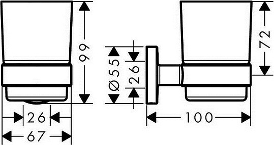 Hansgrohe Logis Universal Стакан для зубных щеток подвесной, матовое стекло, латунь цвет: хром 41718000