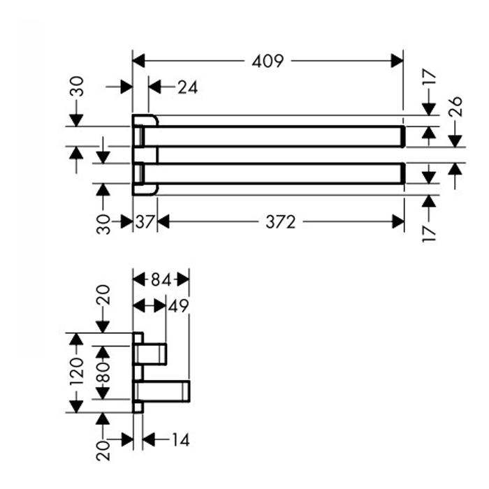 Axor Universal Полотенцедержатель двойной, 40,9 см, цвет: хром 42821000