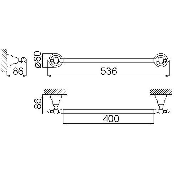 Cisal Arcana Полотенцедержатель 40 см, подвесной, цвет: 24k gold AR09010024