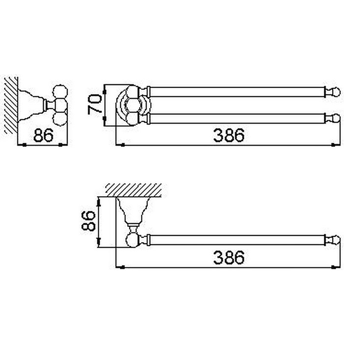 Cisal Arcana Полотенцедержатель двойной 38,6 см, подвесной, цвет: 24k gold AR09021024