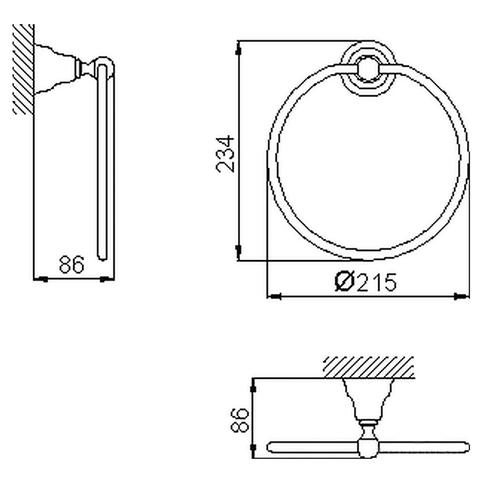 Cisal Arcana Полотенцедержатель-кольцо d21,5 см, подвесной, цвет: chrome AR09022021
