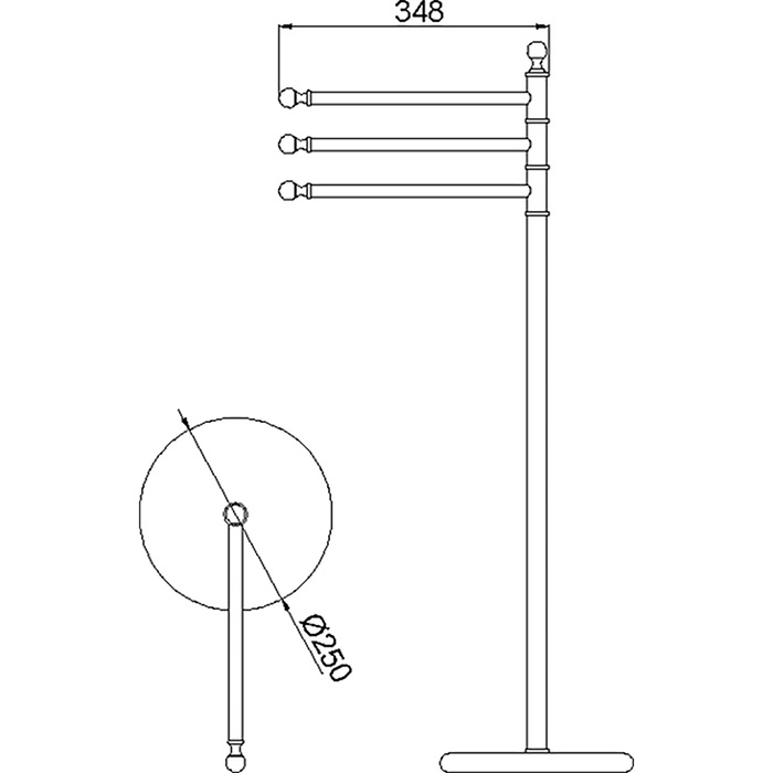 Cisal Arcana Стойка напольная с полотенцедержателем тройной, цвет: 24k gold AR09091024