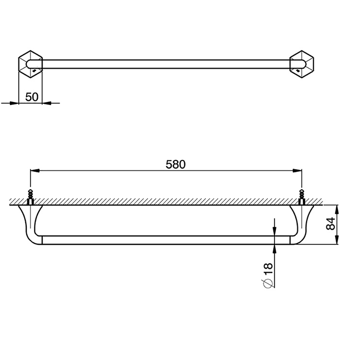 Cisal Cherie Полотенцедержатель 58 см, подвесной, цвет: chrome CE09010221