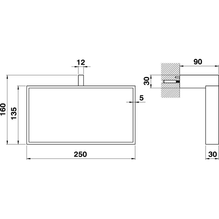 Cisal Quad Полотенцедержатель 25 см, подвесной, цвет: chrome QU09022021