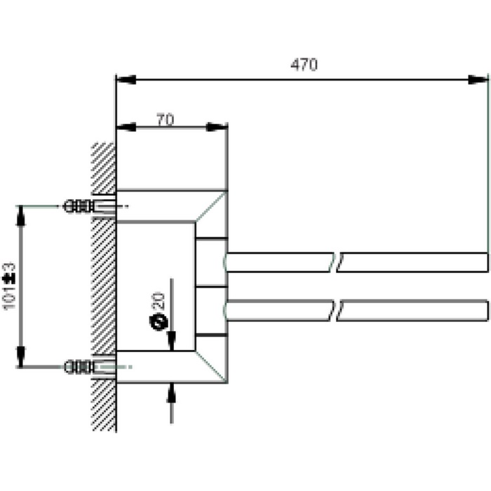 Cisal System Полотенцедержатель двойной 40 см, подвесной, цвет: chrome SY09021021