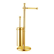 Cisal Arcana Стойка напольная с ершиком и держателем туалетной бумаги, цвет: 24k gold AR09095024