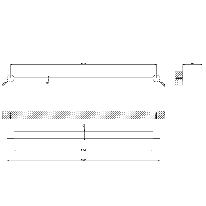 Gessi 316 Accessories Полотенцедержатель 60 см, подвесной, цвет: steel brushed 54803#239