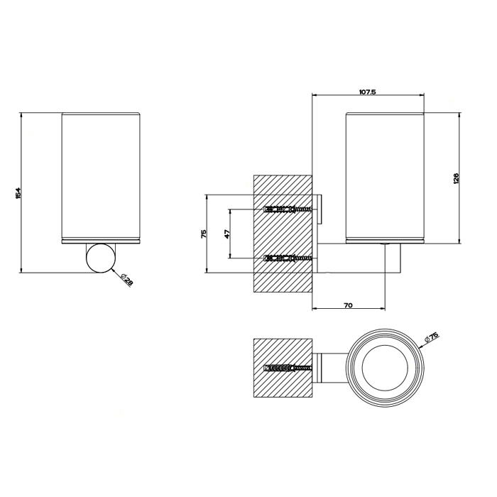 Gessi 316 Accessories Стакан для зубных щеток подвесной, керамический, цвет: steel brushed 54708#239