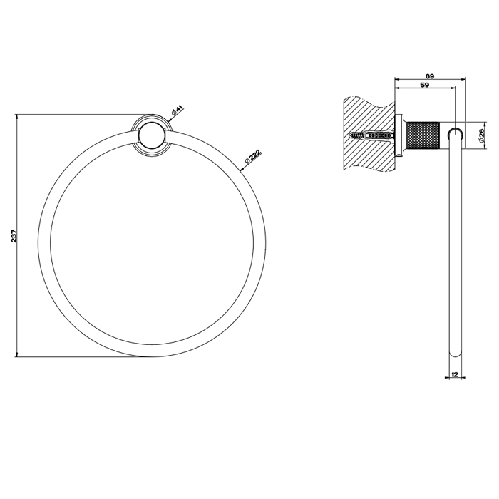 Gessi Inciso Полотенцедержатель-кольцо 23,7 см, цвет: finox brushed nickel 58509#149