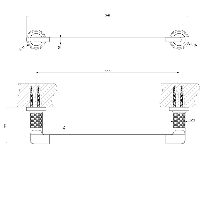 Gessi Inciso Полотенцедержатель, 30 см, подвесной, цвет: matte black 58497#299