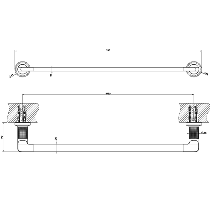 Gessi Inciso Полотенцедержатель, 45 см, подвесной, цвет: finox brushed nickel 58500#149