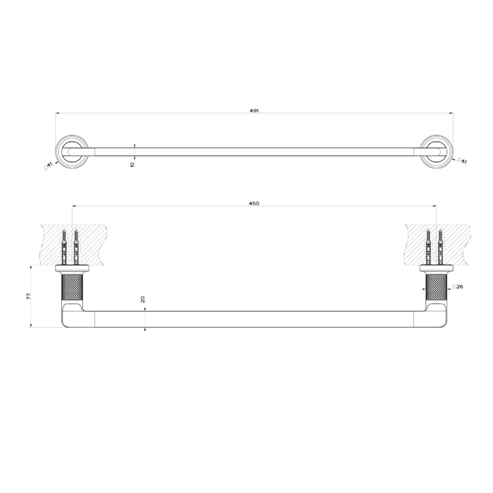 Gessi Inciso Полотенцедержатель, 45 см, подвесной, цвет: matte black 58500#299