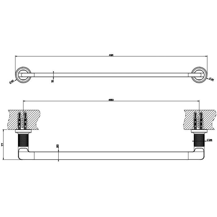 Gessi Inciso Полотенцедержатель, 45 см, подвесной, цвет: chrome 58500#031