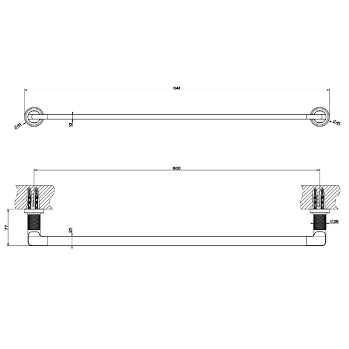 Gessi Inciso Полотенцедержатель, 60 см, подвесной, цвет: finox brushed nickel 58503#149