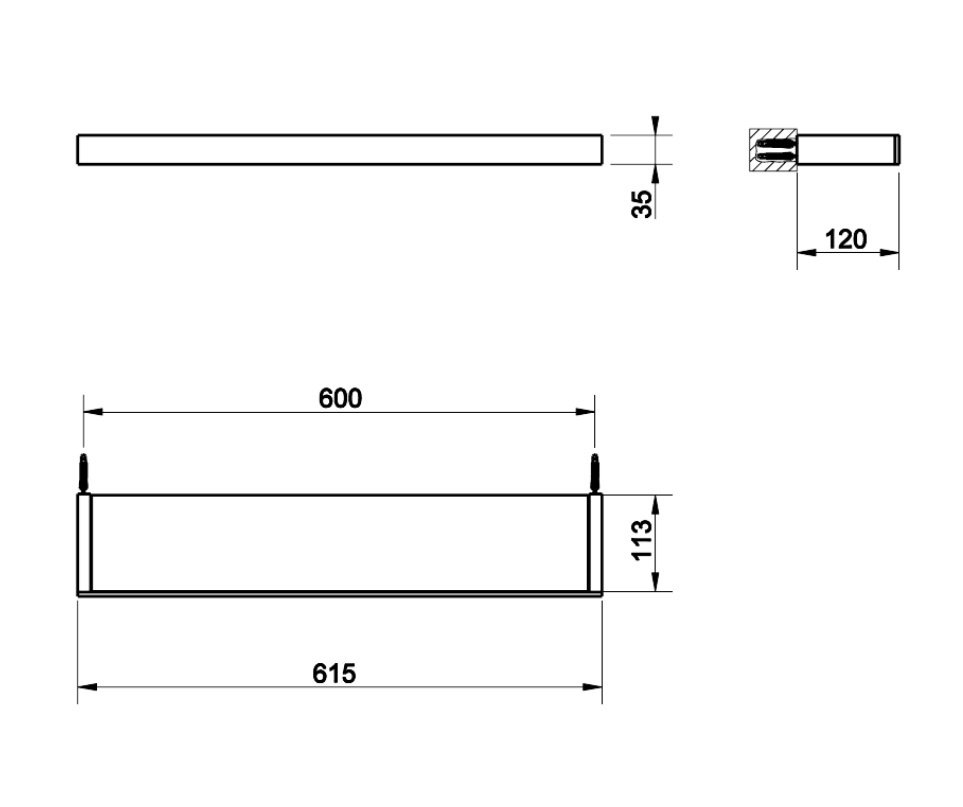 Gessi Inverso/Rettangolo Полка подвесная 60 см, цвет: chrome 20945#031