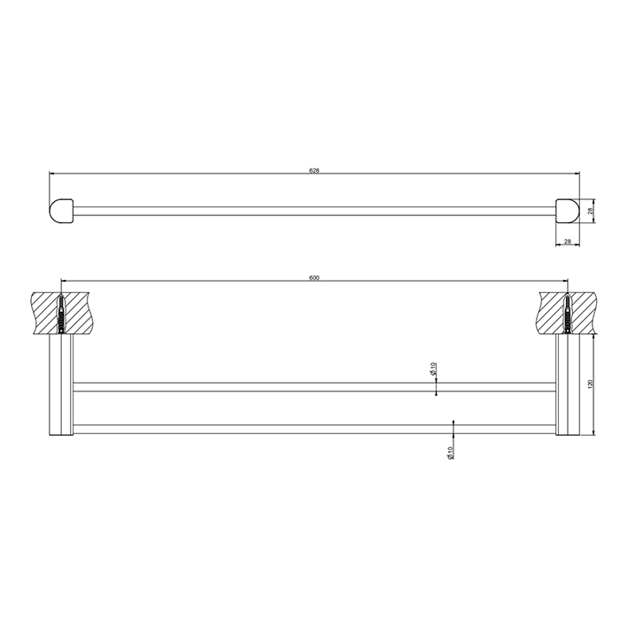 Gessi Rilievo Полотенцедержатель двойной, 60 см, подвесной, цвет: matte black 59405#299