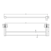 Gessi Rilievo Полотенцедержатель двойной, 60 см, подвесной, цвет: matte black 59405#299