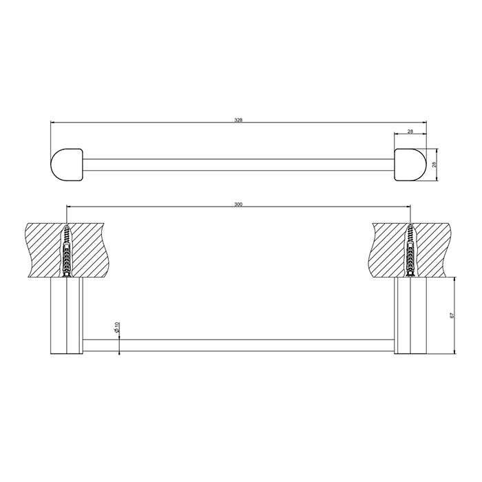 Gessi Rilievo Полотенцедержатель 30 см, подвесной, цвет: matte black 59397#299