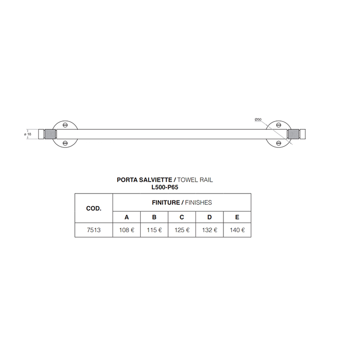 Bertocci Officina 01 Полотенцедержатель 50 см, цвет хром 127 7513 0000