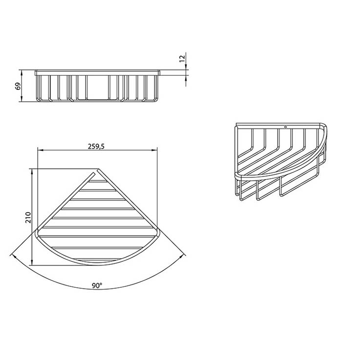 Bongio Полочка угловая 30х21xh7 см, цвет: золото 24К 30011OR00