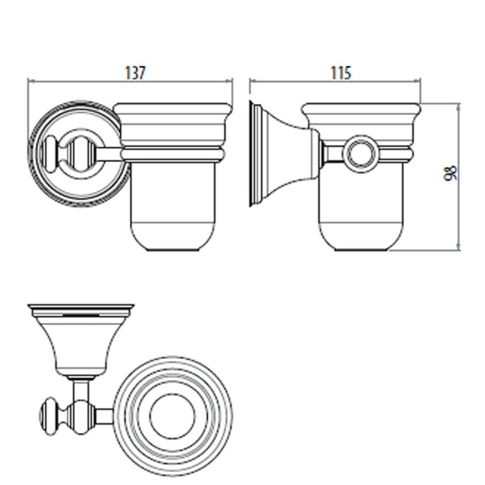 Gattoni Vivaldi Стакан для зубных щеток подвесной, керамический, цвет: хром 0217/ABC0